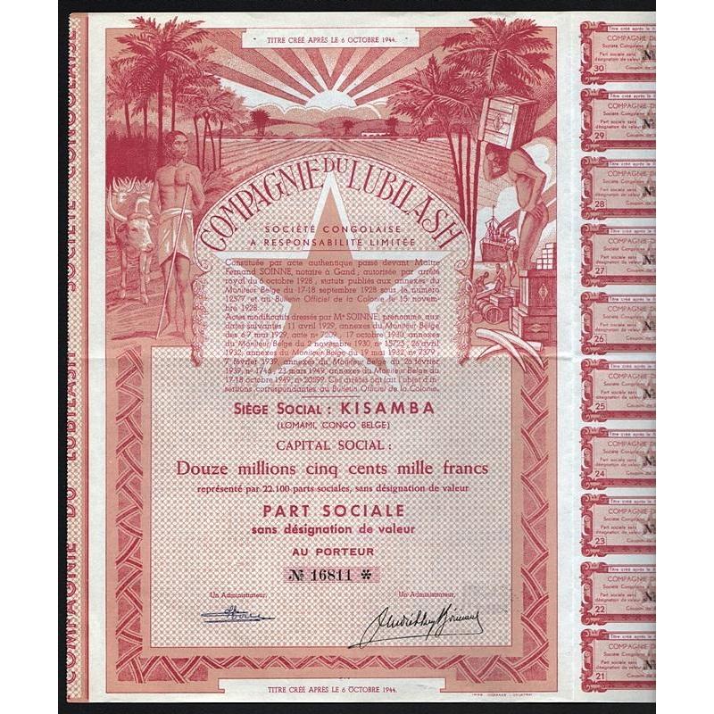 Compagnie du Lubilash Stock Certificate
