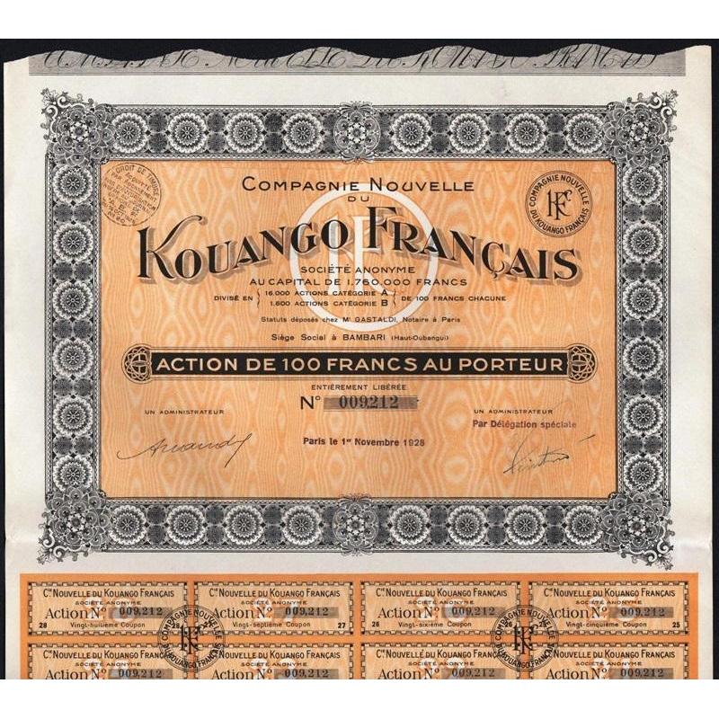 Compagnie Nouvelle du Kouango Francais Societe Anonyme Stock Certificate