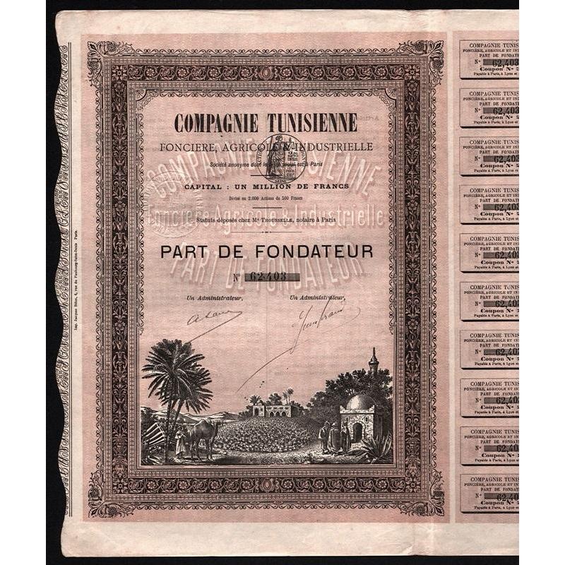Compagnie Tunisienne Fonciere, Agricole & Industrielle Stock Certificate