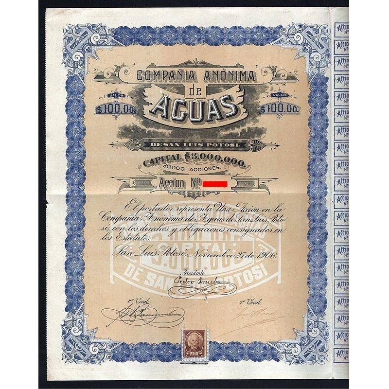 Compania Anonima de Aguas de San Luis Potosi Stock Certificate