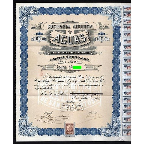 Aguas de San Luis Potosi Stock Certificate
