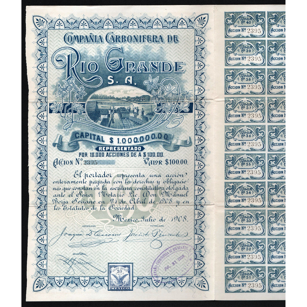 Compania Carbonifera de Rio Grande S.A. Stock Certificate