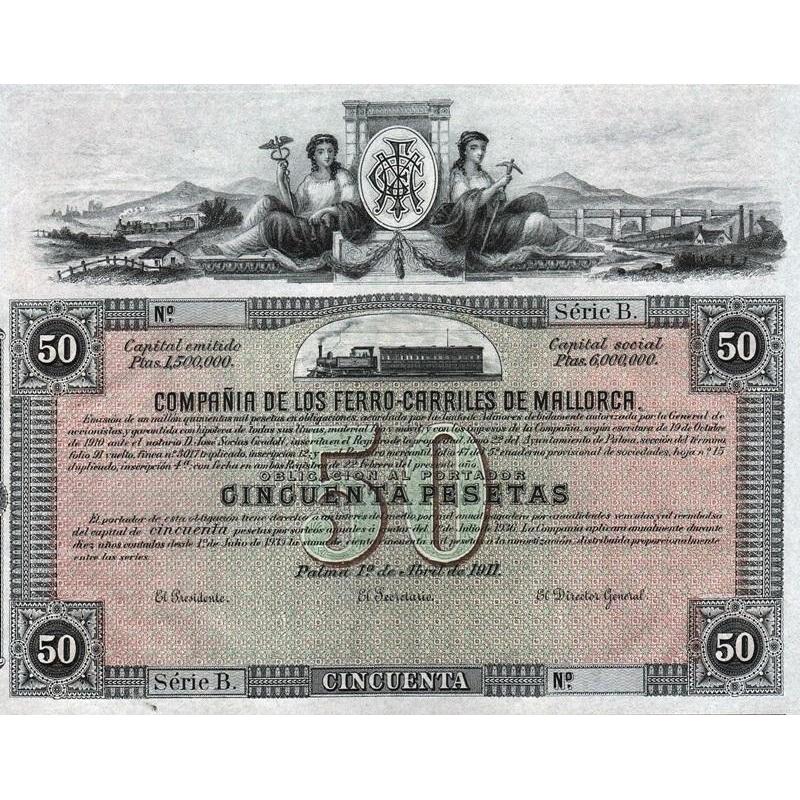 Compania de los Ferro-Carriles de Mallorca Stock Certificate