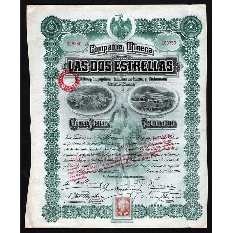 Compania Minera Las Dos Estrellas Stock Certificate