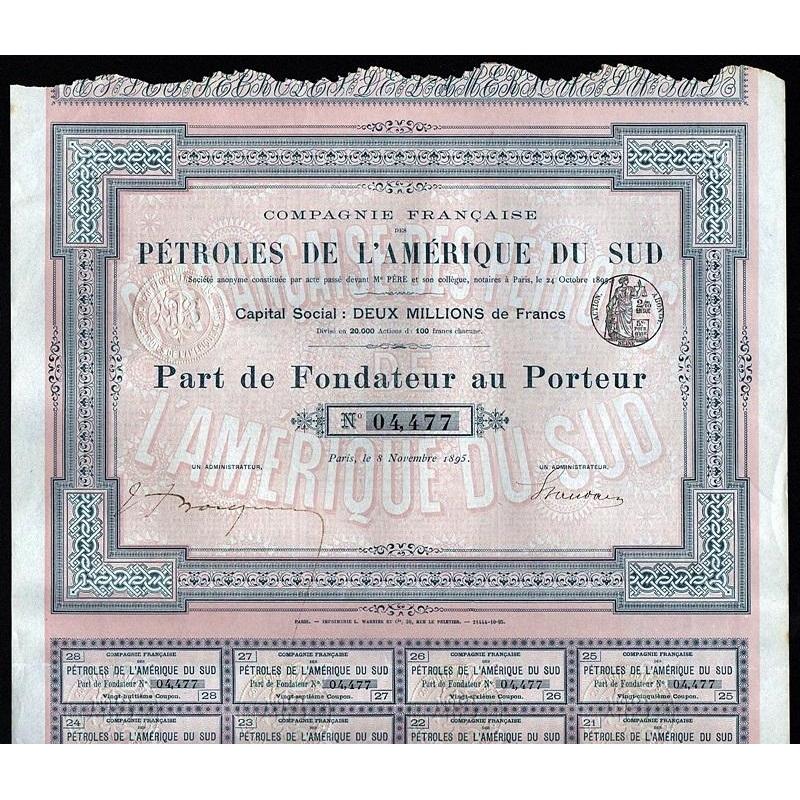 Companie Francaise des Petroles de l'Amerique du Sud Stock Certificate