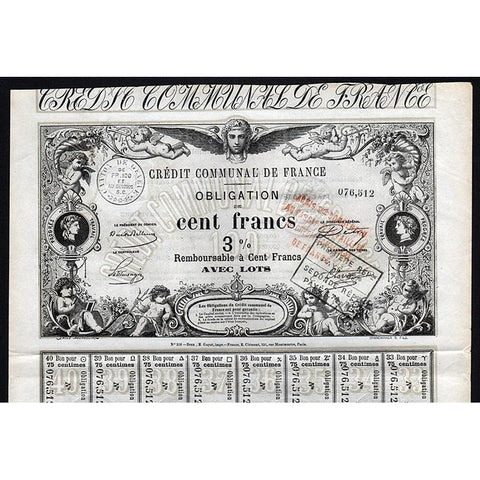 Credit Communal de France Stock Certificate