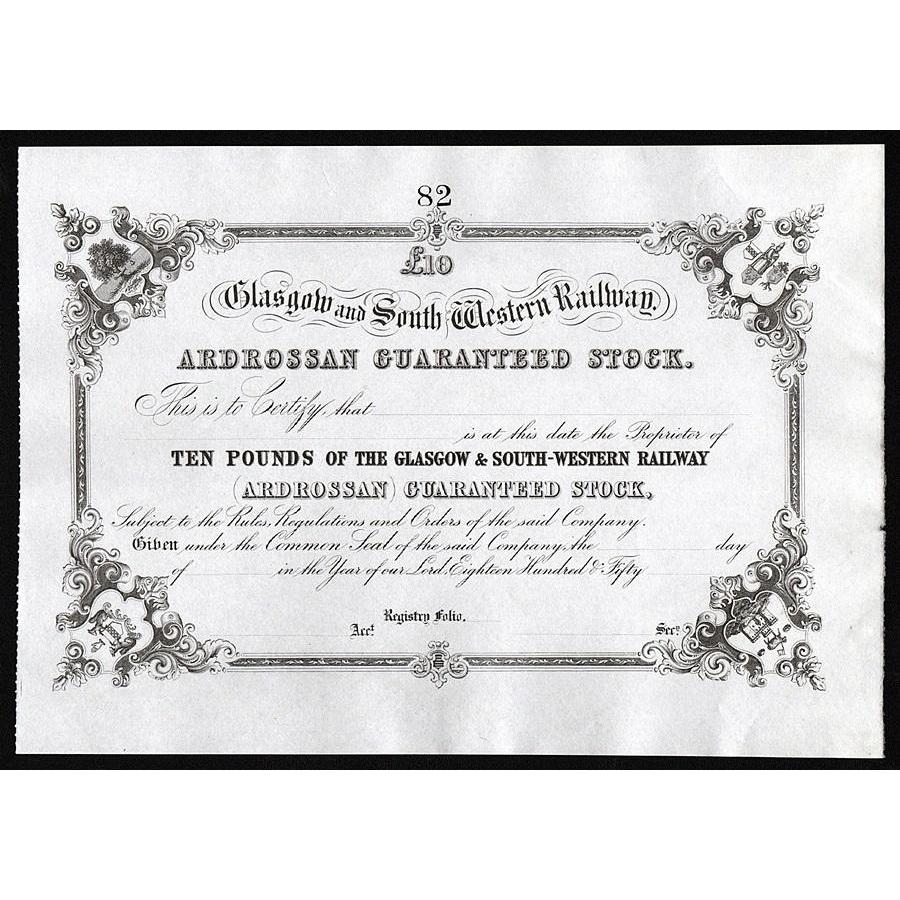 Glasgow and South Western Railway Stock Certificate