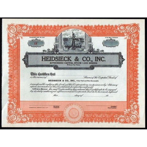 Heidsieck & Co., Inc. Stock Certificate