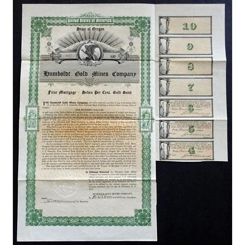Humboldt Gold Mines Company Stock Certificate