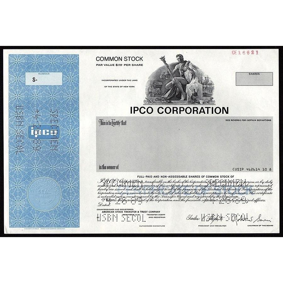 IPCO Corporation (Specimen) Stock Certificate