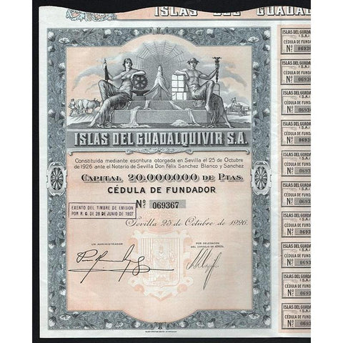 Islas del Guadalquivir S.A. Stock Certificate