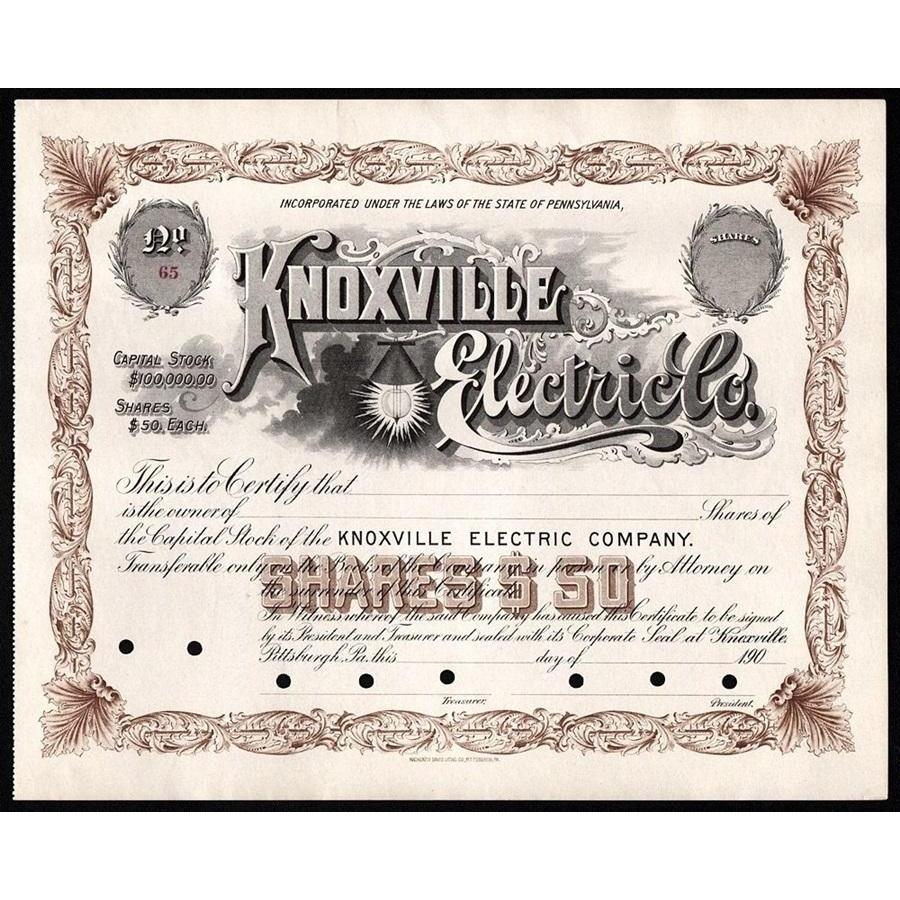 Knoxville Electric Co. Stock Certificate