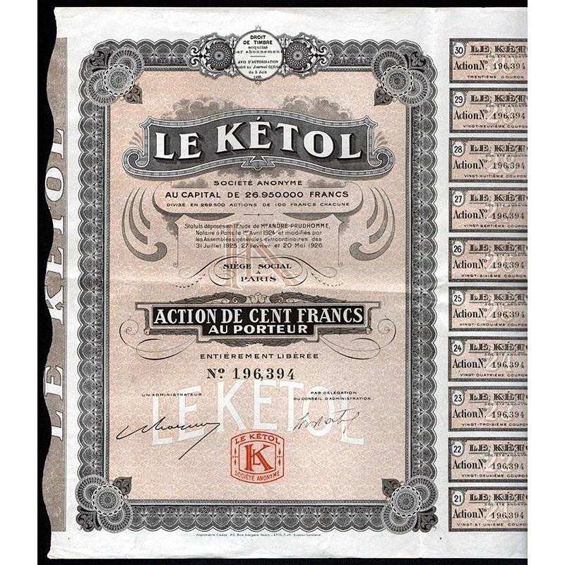 Le Ketol Societe Anonyme Stock Certificate