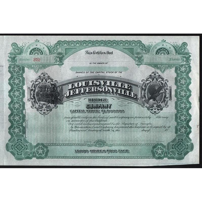 Louisville and Jeffersonville Bridge Company Stock Certificate