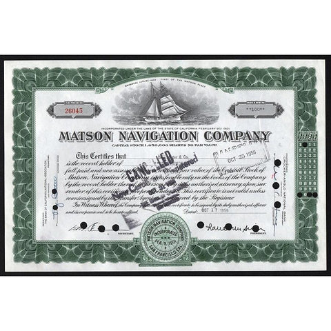 Matson Navigation Company-[stock]-[certificate]-Artonpapers