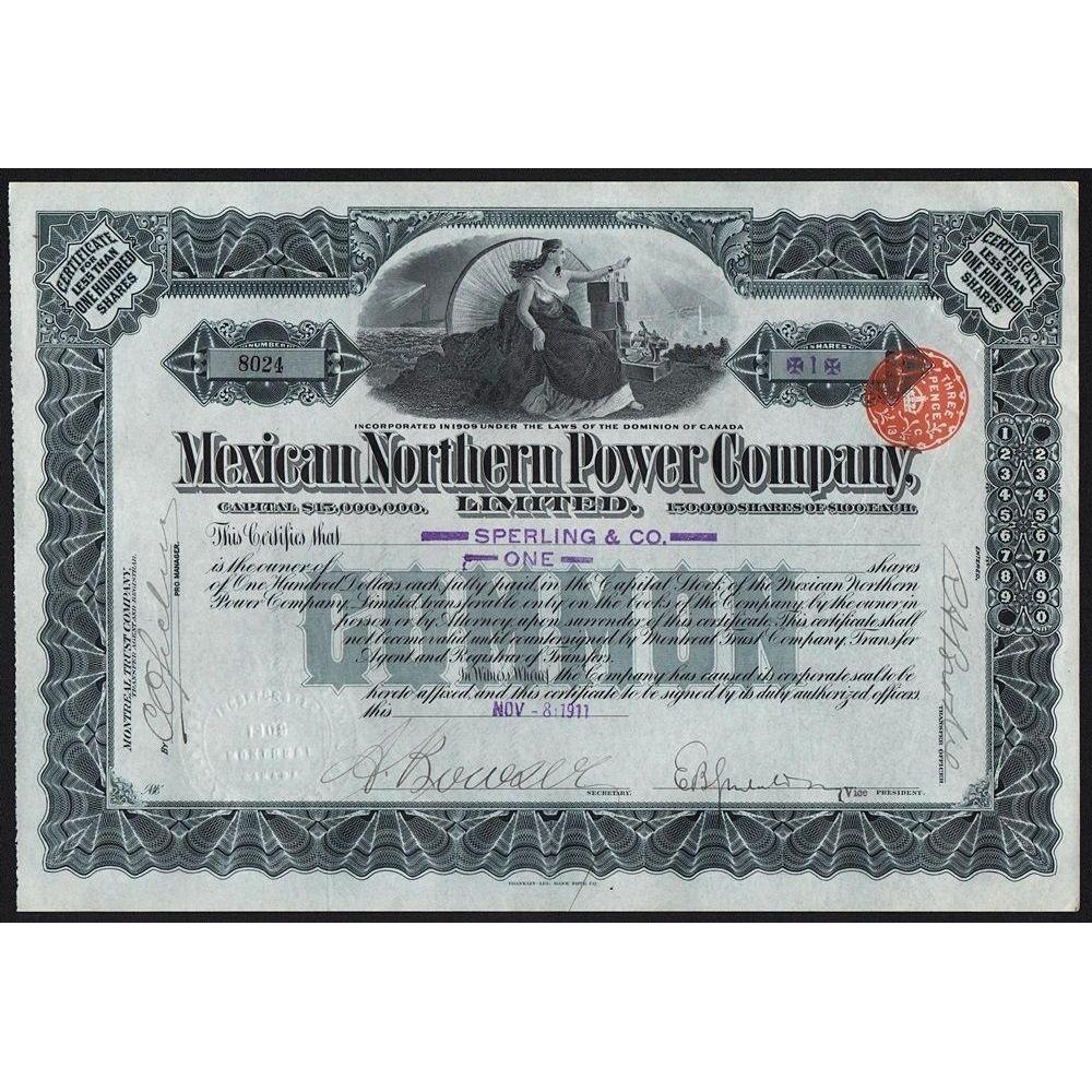 Mexican Northern Power Company Stock Certificate