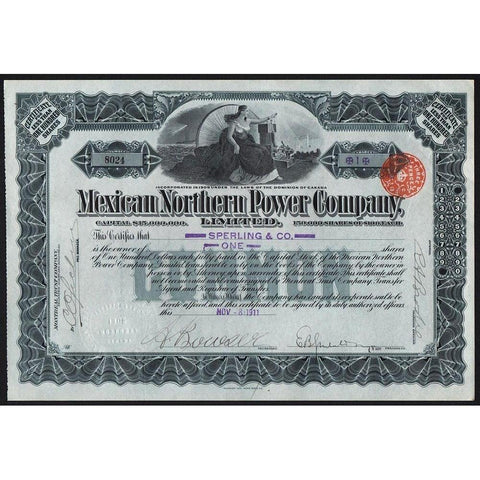 Mexican Northern Power Company Stock Certificate