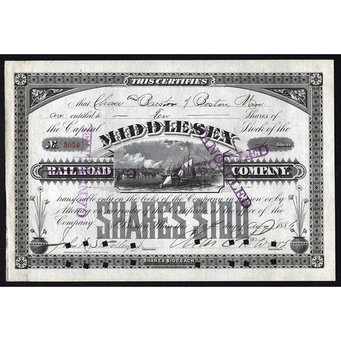 Middlesex Railroad Company Stock Certificate
