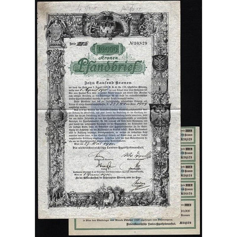 Niederösterreichische Landes-Hypothekenanstalt Stock Certificate