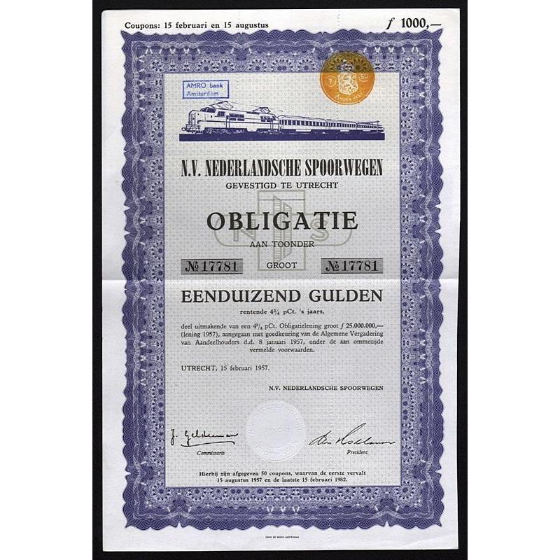 N.V. Nederlandsche Spoorwegen Stock Certificate