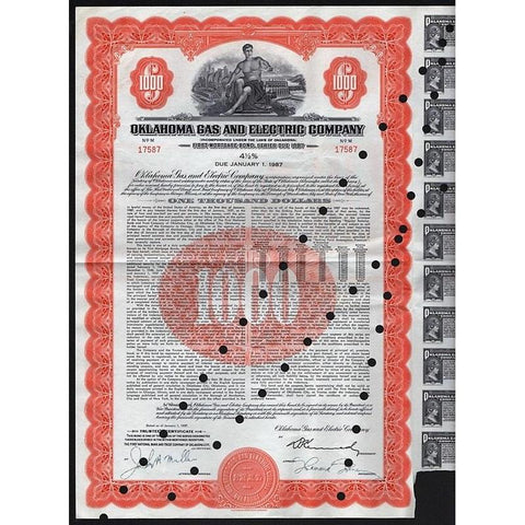 Oklahoma Gas and Electric Company Stock Certificate