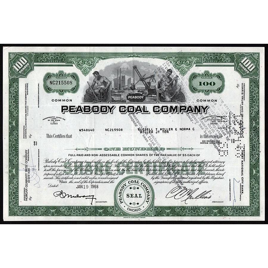 Peabody Coal Company Stock Certificate