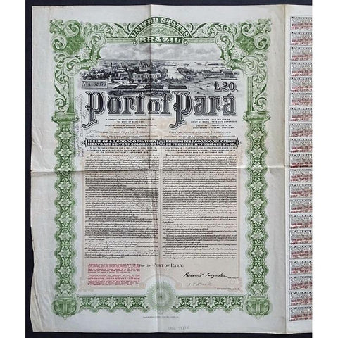 Port of Para, First Mortgage Gold Bond Stock Certificate