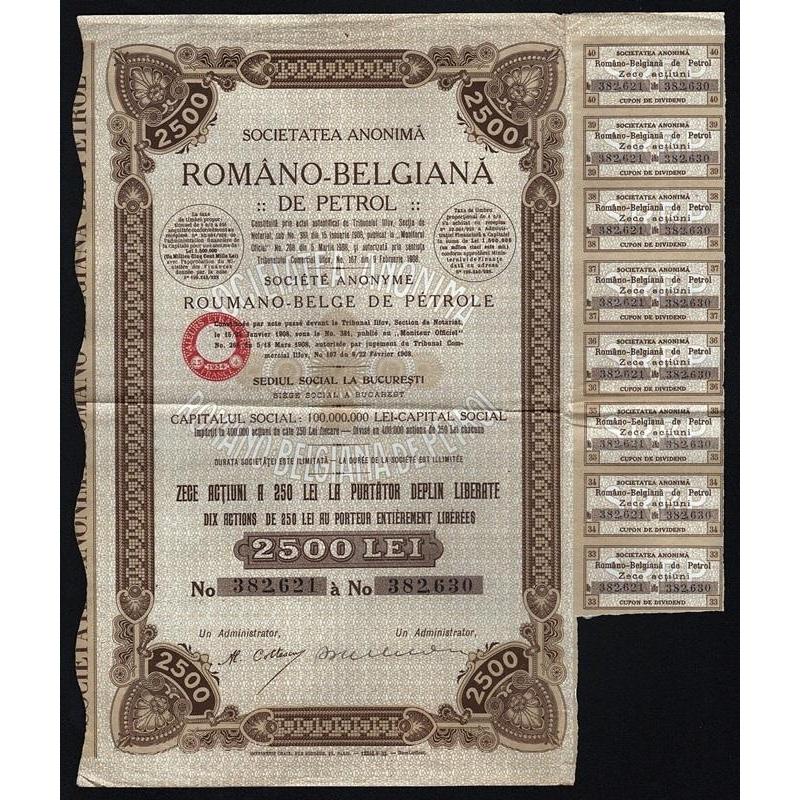 Societatea Anonima Romano-Belgiana de Petrol Stock Certificate