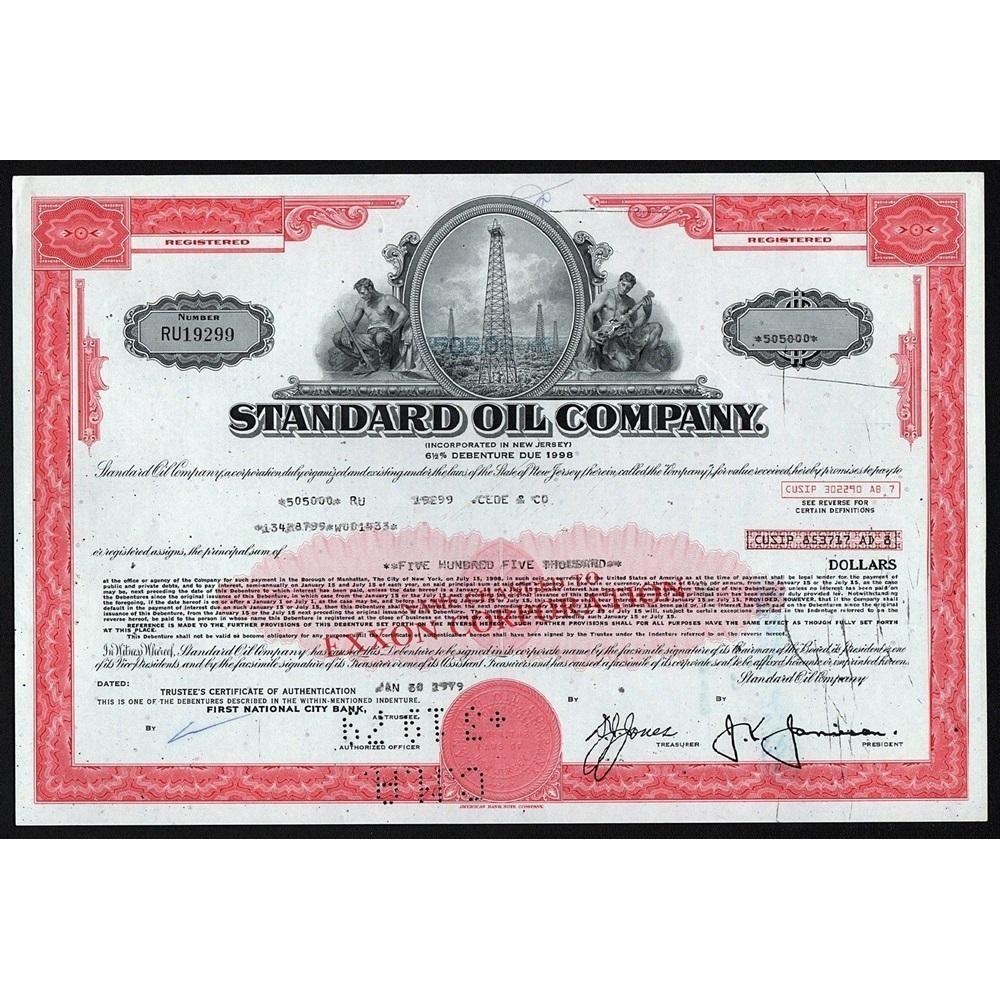 Standard Oil Company (Exxon Corporation) - $505,000 Debenture Stock Certificate