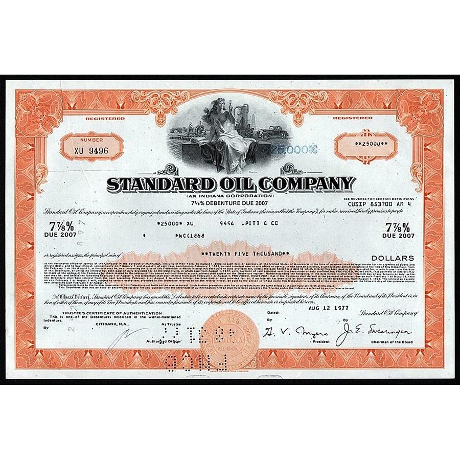 Standard Oil Company (Exxon) Stock Bond Certificate