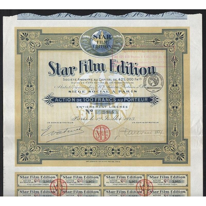Star Film Edition Societe Anonyme Stock Certificate