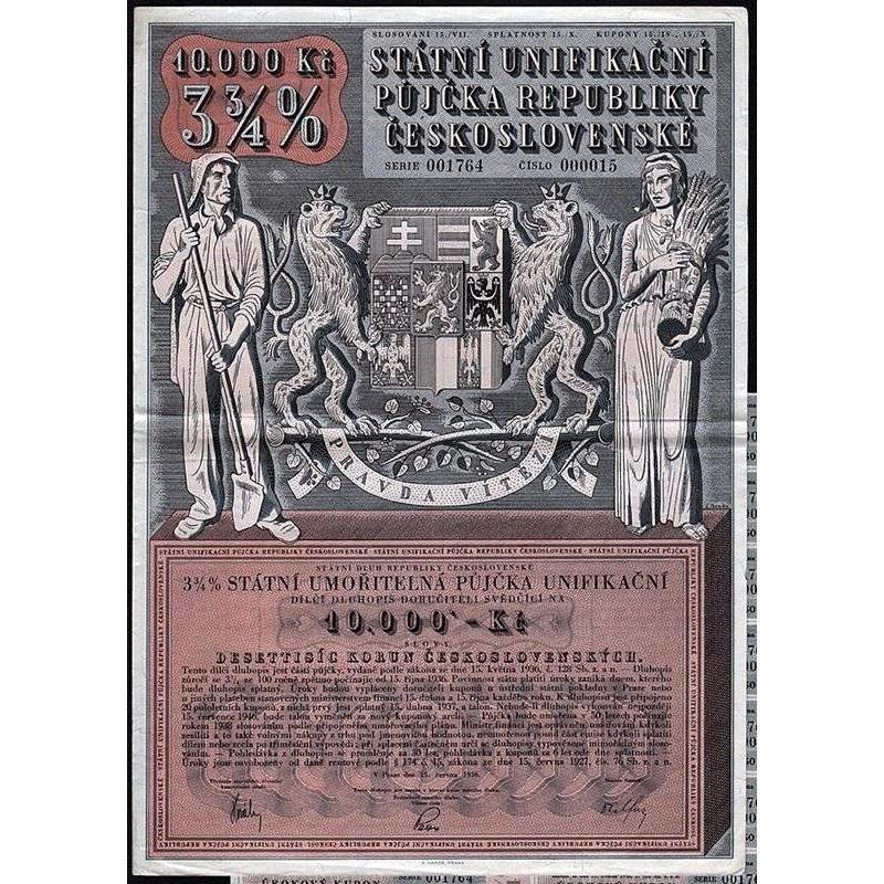 Statni Unifikacni Pujcka Republiky Ceskoslovenske Stock Certificate