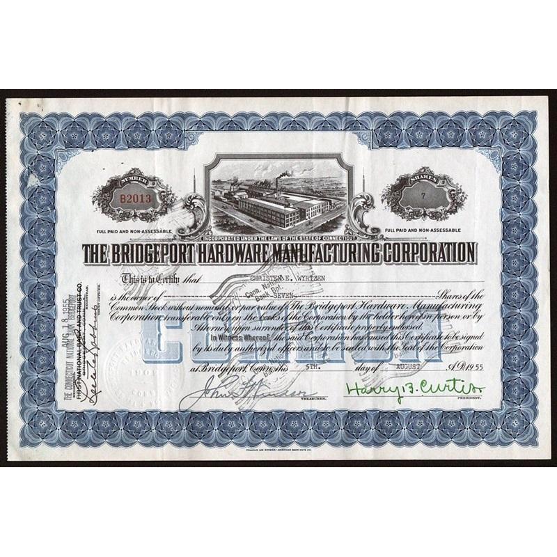 The Bridgeport Hardware Manufacturing Corporation Stock Certificate