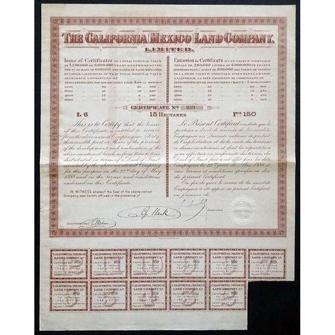 The California (Mexico) Land Company, Limited Stock Certificate