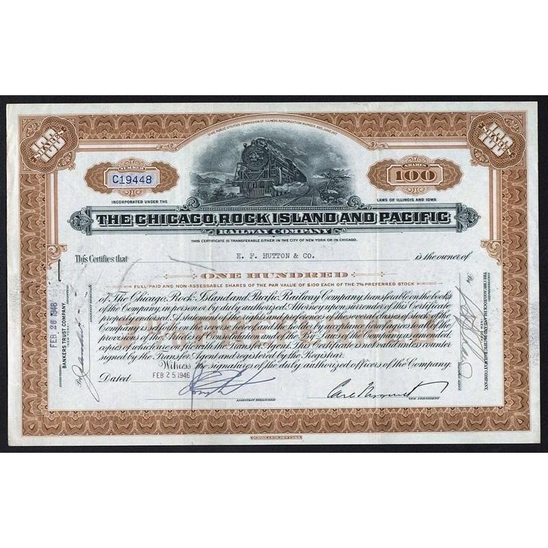 The Chicago, Rock Island and Pacific Railway Company Stock Certificate