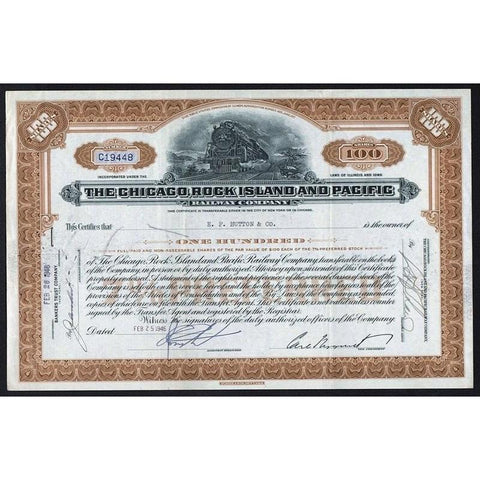 The Chicago, Rock Island and Pacific Railway Company Stock Certificate