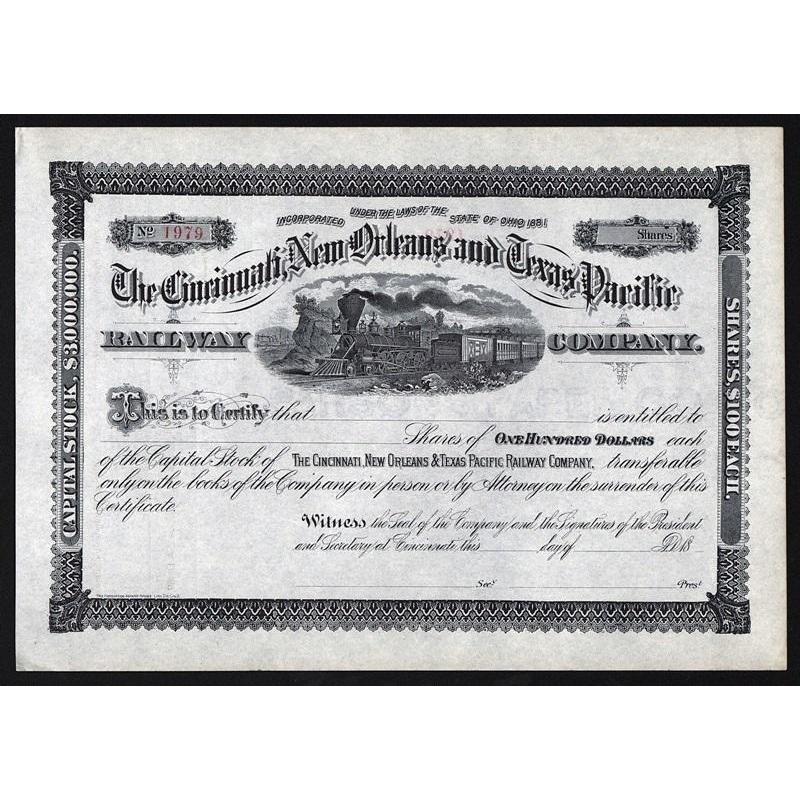 The Cincinnati, New Orleans and Texas Pacific Railway Company Stock Certificate