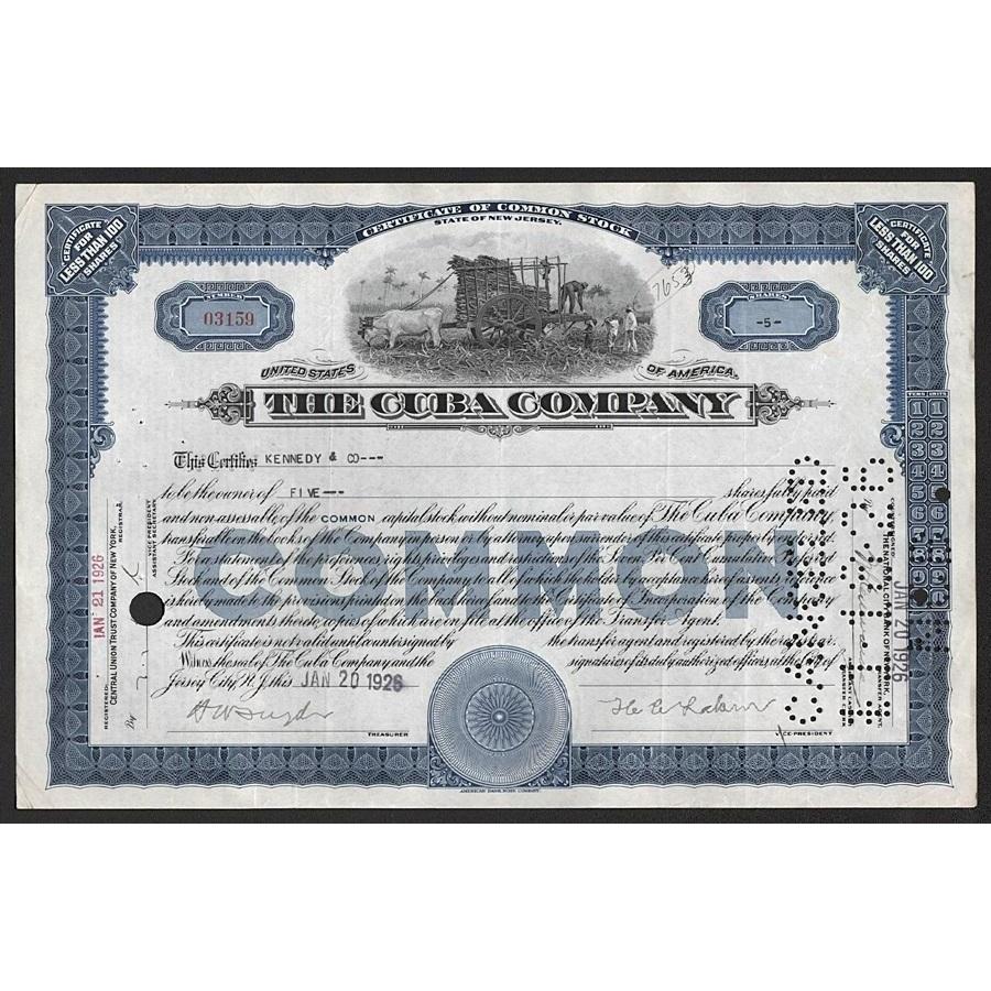 The Cuba Company Stock Certificate