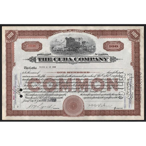 The Cuba Company Stock Certificate
