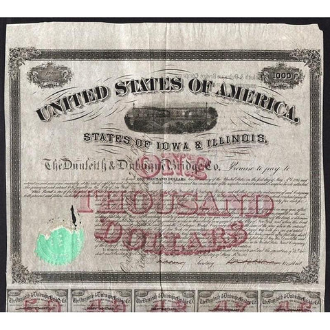 The Dunleith & Dubuque Bridge Co. Stock Certificate