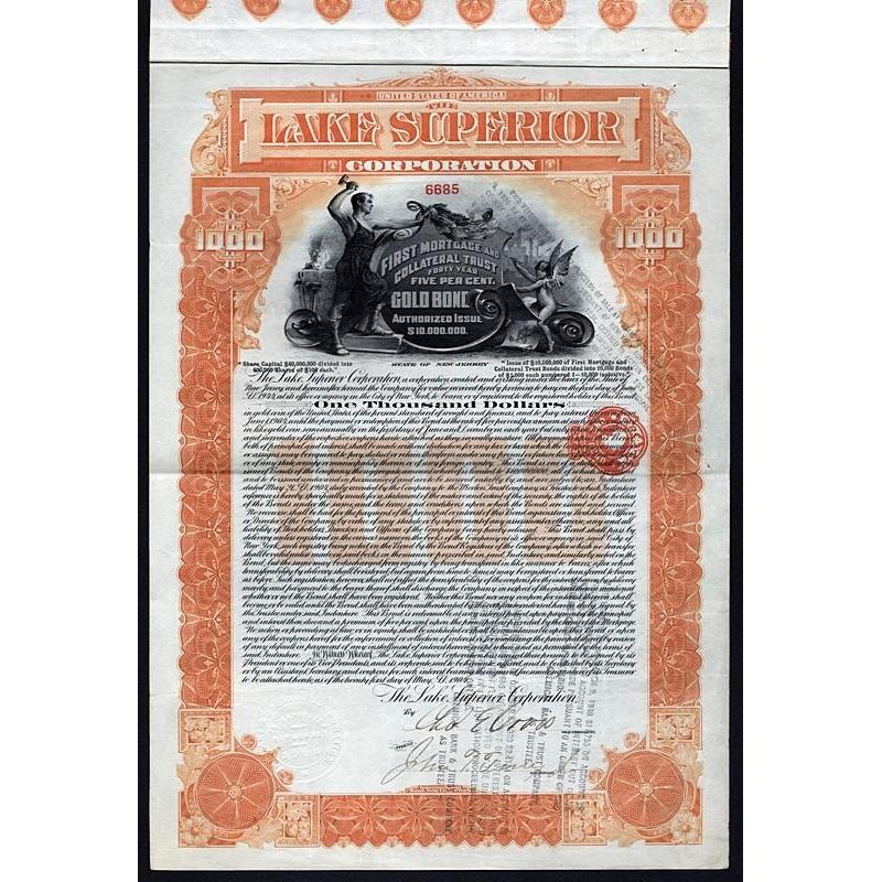 The Lake Superior Corporation (Gold Bond) Stock Certificate