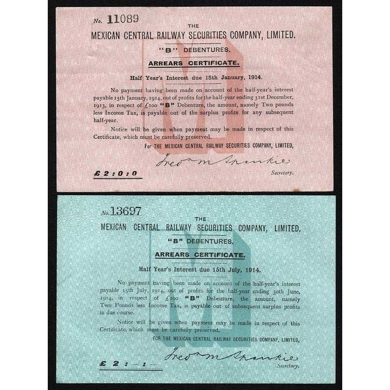 The Mexican Central Railway Securities Company, Limited Stock Certificate