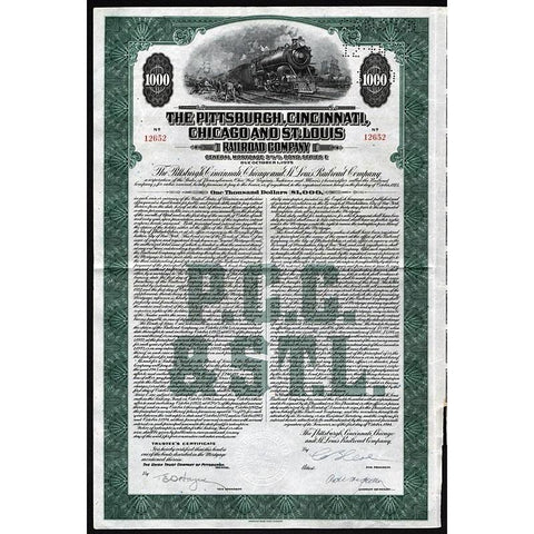 The Pittsburgh, Cincinnati, Chicago & St. Louis Railroad Company Stock Certificate