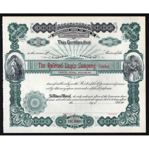 The Railroad Lands Company, Limited Stock Certificate