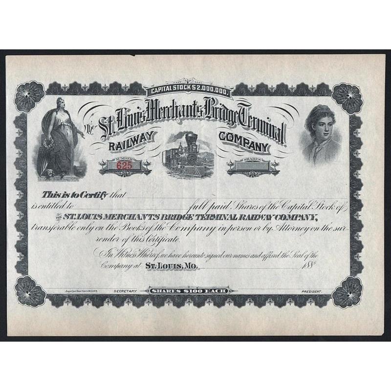 The St. Louis Merchants Bridge Terminal Railway Company Stock Certificate