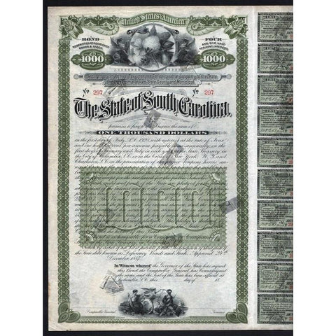 The State of South Carolina Stock Certificate