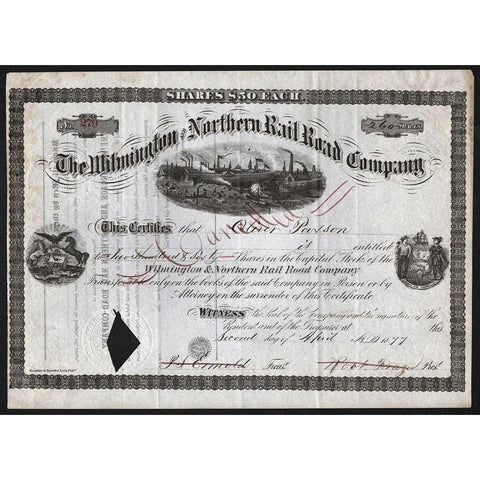 The Wilmington and Northern Rail Road Company Stock Certificate