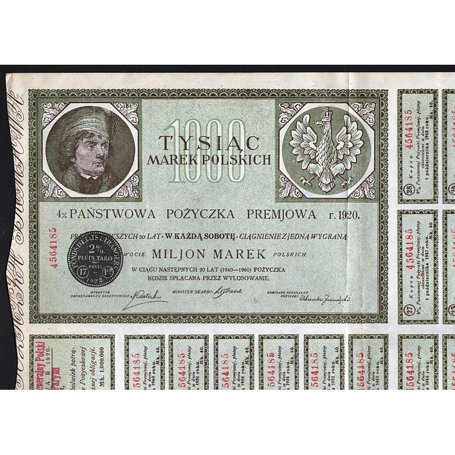 Tysiac Marek Polskich Stock Certificate