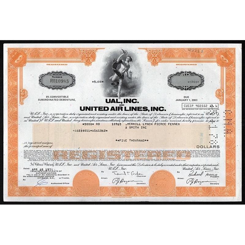 UAL, Inc. and United Air Lines, Inc. Stock Certificate
