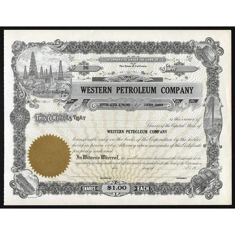 Western Petroleum Company Stock Certificate